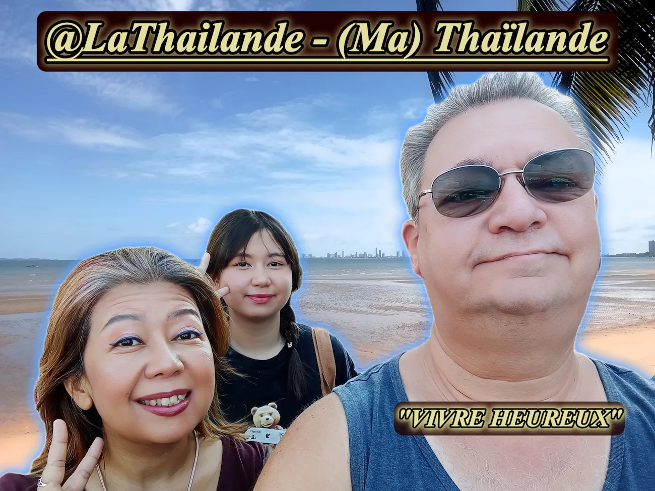 Michel Mauquoi, Jay et Jasmine sur la plage de Jomtien, Thaïlande